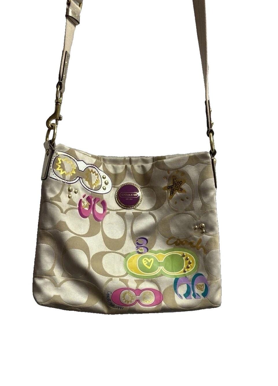 COACH Poppy Signature Applique Graffiti Crossbody Bag & Matching Zip Wallet Set